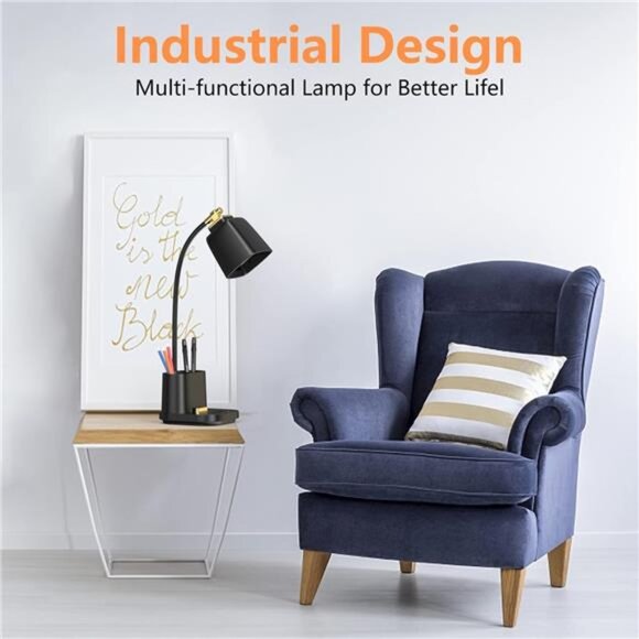 LED Desk Lamp with USB Charging Port Touch Control 3 Color Modes, Stepless - Picture 6 of 8
